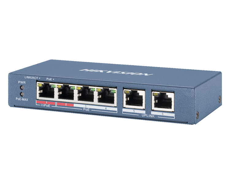 HikVision 4 Port Fast Ethernet Unmanaged POE Switch DS-3E0106HP-E