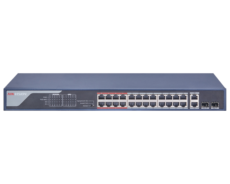 HikVision 24-Port 100 Mbps Long-Range Unmanaged PoE Switch