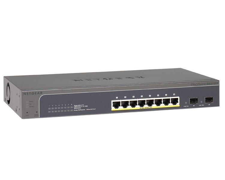 Netgear Prosafe GS510TP 8-Port 10/100/1000 POE Smart Switch with 2 Gigabit SFP Ports