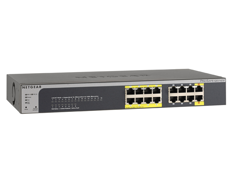 Netgear Prosafe GS516TP 16-Port Gigabit PoE/PoE+ Smart Switch (8 Ports of PoE)