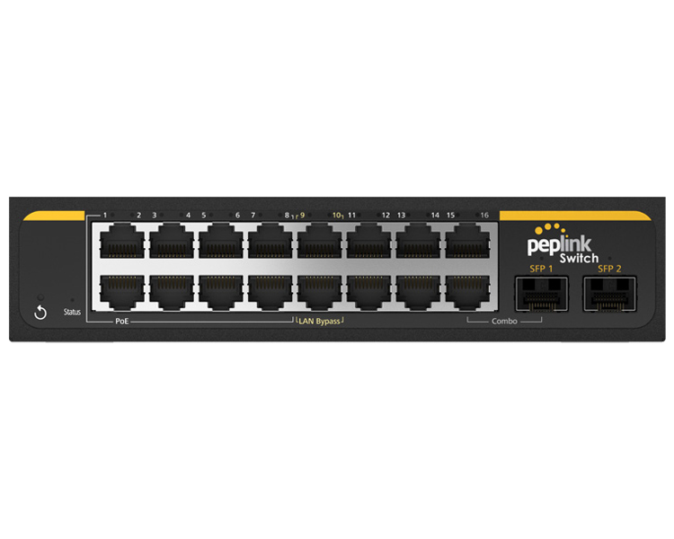 Peplink 16 Port Rugged Industrial-Grade PoE+ SD Switch (PSW-16-240W-RUG)