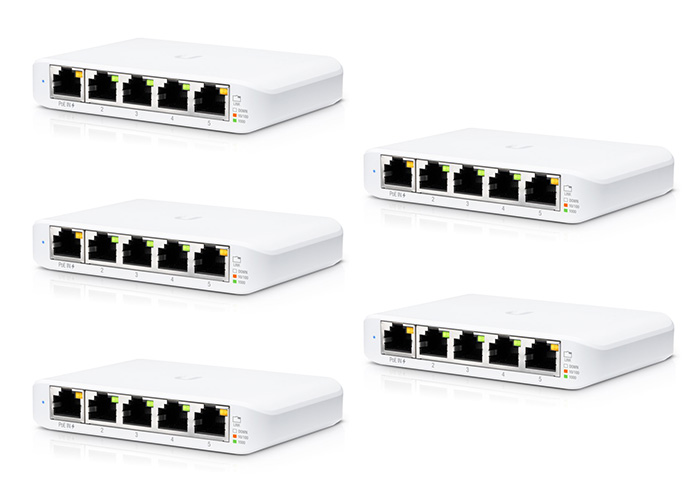 Ubiquiti UniFi USW Flex Mini 5-Port Layer 2 Gigabit Switch 5-Pack - EU Power Supply (USW-Flex-Mini-5)