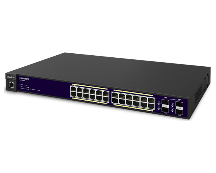 EnGenius EGS7228FP 24-Port Gigabit PoE+ Layer 2 Switch (370W) with 4 Dual-Speed SFP