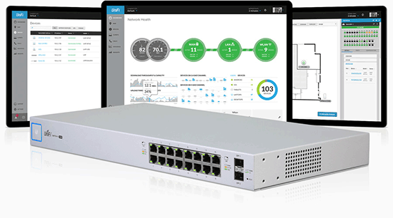 Photo of how US-16-150W UniFi Controller software works across devices