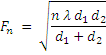 Fn = sqrt((n*lambda*d1*d2)/(d1+d2))